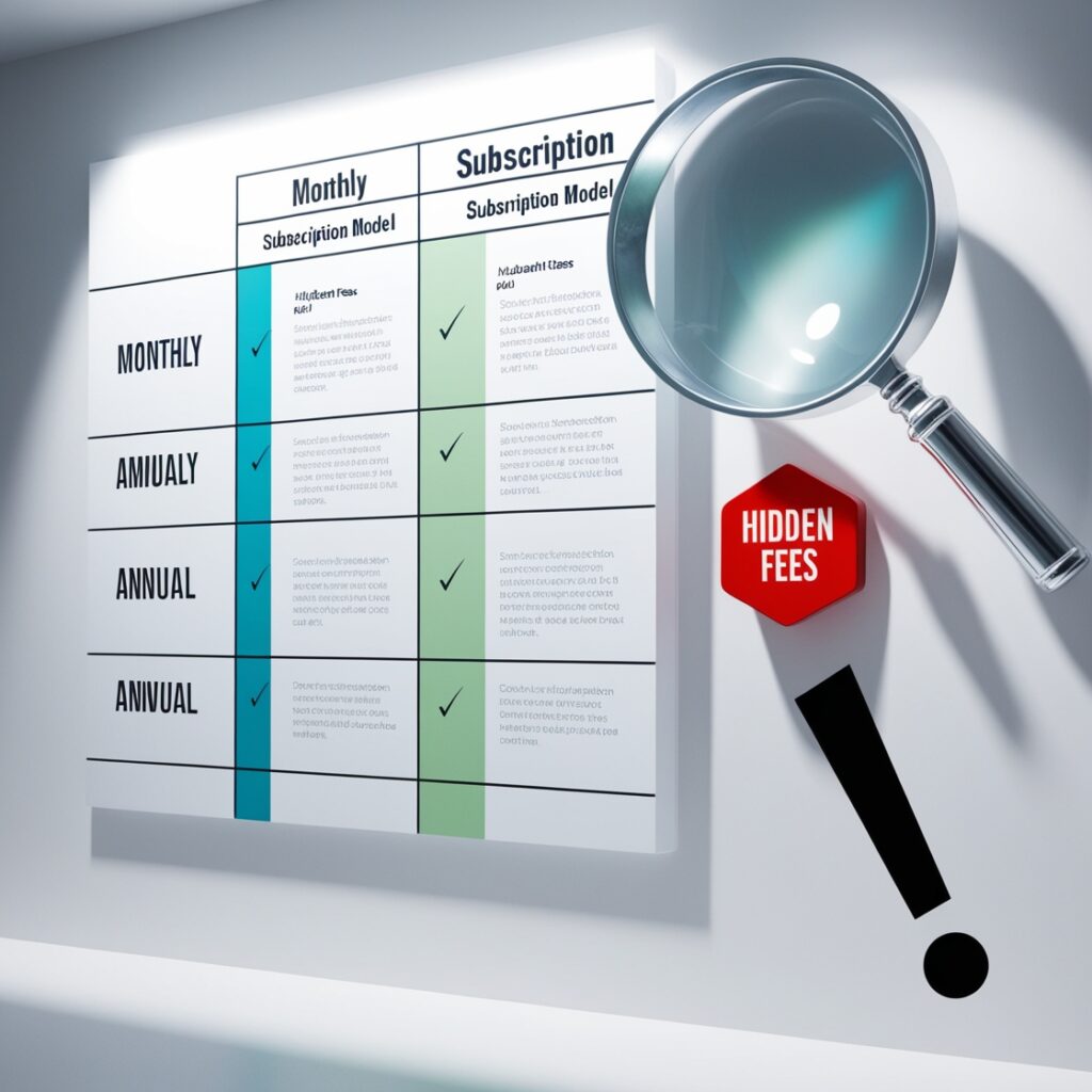 A comparison chart highlighting monthly vs. annual subscription