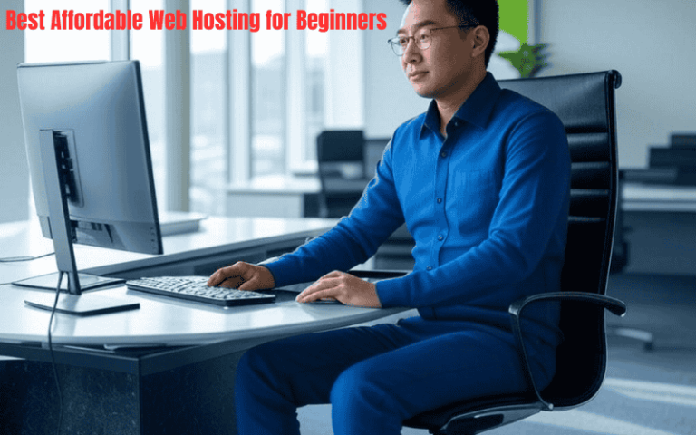 Feature image for Best Affordable Web Hosting for Beginners with Hostinger logo, security icons, and website creation illustration